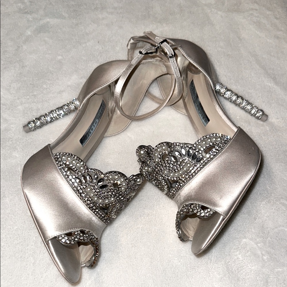 Sophia Webster White - Silver SZ 11 / 41 Royalty Sandles Crystal Heels - Picture 7 of 16